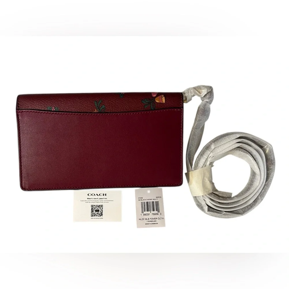 HP x 2 Coach Anna Fold Over Crossbody Clutch Bag Limited Holiday Bells Print NWT